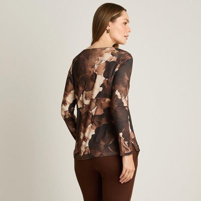 Imagen 2 del producto Polera Café Estampada Escote Redondo Hot Touch