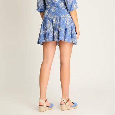 Imagen 2 del producto Falda Corta Azul Estampado Mediterráneo