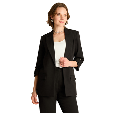 Blazer Negro Manga 3/4 Con Forro