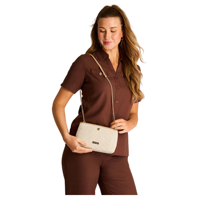 Imagen 1 del producto Cartera Beige con Forro y Correa Larga