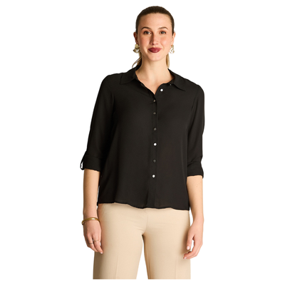 Imagen 1 del producto Blusa Camisera Georgette Negra Básica