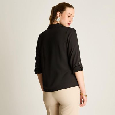Imagen 2 del producto Blusa Camisera Georgette Negra Básica