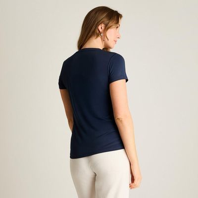 Imagen 2 del producto Polera Azul Bolsillos y Botones Manga Corta