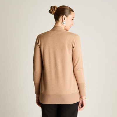 Imagen 2 del producto Tapado Camel Manga Larga Elasticidad Media Sin Forro Calce Normal Tela Tejido