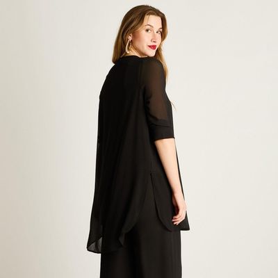 Imagen 2 del producto Tapado Negro Bicolor con Botones 3/4