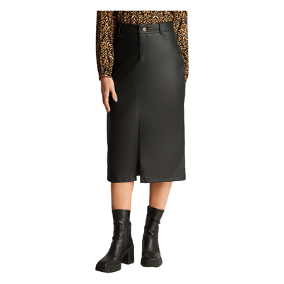Falda Pu Con Detalle De Tachas Midi Negro