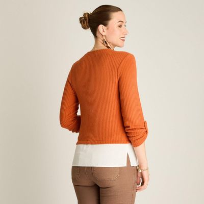Imagen 2 del producto Polera de Lanilla Terracota Manga Larga con Roll Up