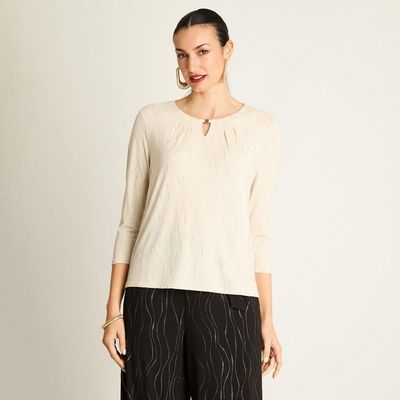 Polera Beige con Brillo Ondulado