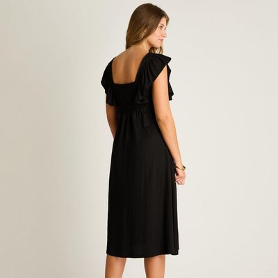 Imagen 2 del producto Vestido Midi Negro Baja elasticidad Sin Forro Calce Ajustado