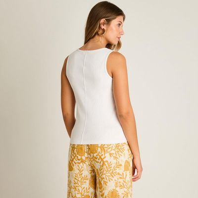 Imagen 2 del producto Polera Blanco Sin Mangas Elasticidad Media Sin Forro Calce Ajustado