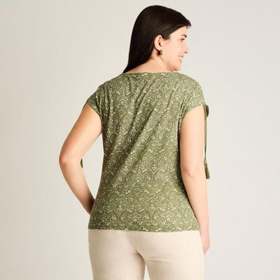 Imagen 2 del producto Polera Verde Manga Corta Elasticidad Media Sin Forro Calce Normal