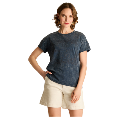 Polera Azul Manga Corta Elasticidad Media Sin Forro Calce Normal