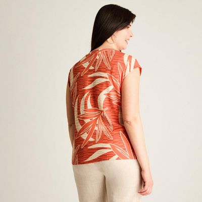 Imagen 2 del producto Blusa Terracota Manga Corta No Elasticado Sin Forro Calce Holgado