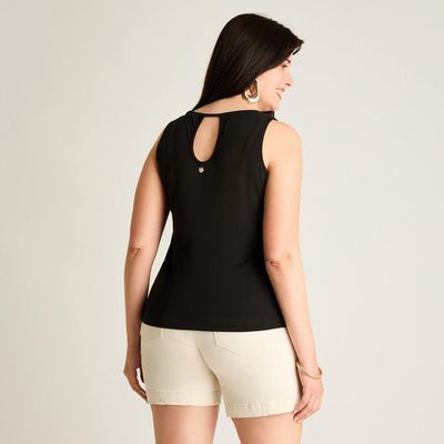 Imagen 2 del producto Polera Negro Sin Mangas Elasticidad Media Sin Forro Calce Holgado