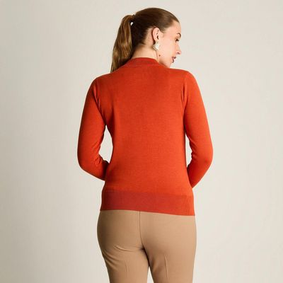 Imagen 2 del producto Sweater Terracota Cuello Mock con Botones en Hombro y Mangas