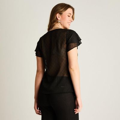 Imagen 2 del producto Blusa Negro Manga Corta con Forro