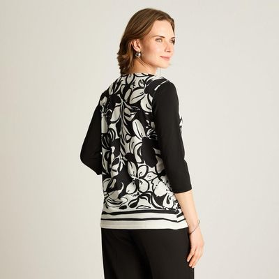 Imagen 2 del producto Polera Negro Floral Manga 3/4