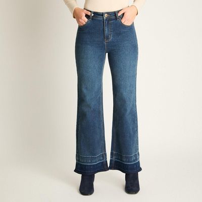 Jeans Azul Wide Leg Tiro Medio