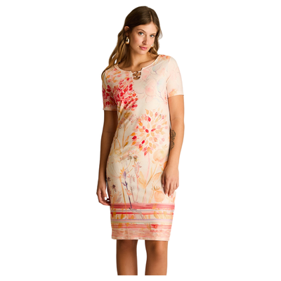 Vestido Corto Naranjo Floral