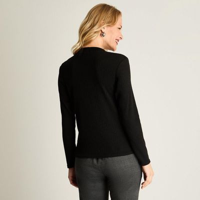 Polera Manga Larga Lisa Básica Negro