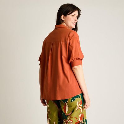 Imagen 2 del producto Blusa Terracota Manga 3/4 No Elasticado Calce Holgado