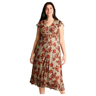 Vestido Maxi Naranjo Muy elasticado Con Forro Calce Normal