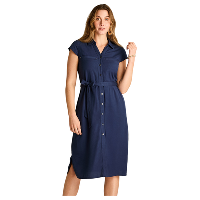 Vestido Midi Azul Lino