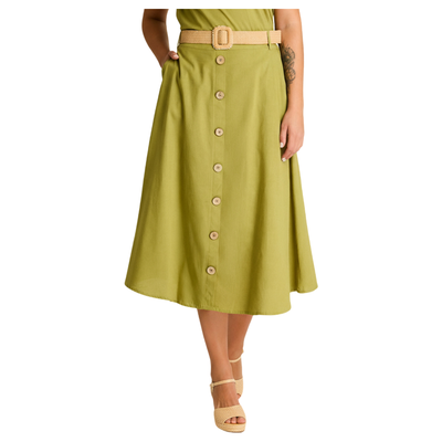 Falda Verde Midi No Elasticado Calce Normal