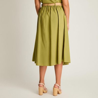 Imagen 2 del producto Falda Verde Midi No Elasticado Calce Normal