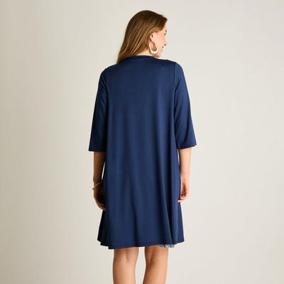 Imagen 2 del producto Vestido Corto Azul con Capa Estampada