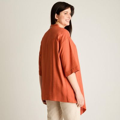 Imagen 2 del producto Tapado Terracota Manga 3/4 No Elasticado Sin Forro Calce Holgado