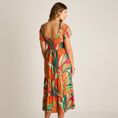 Imagen 2 del producto Vestido Maxi Naranjo Baja elasticidad Sin Forro Calce Normal