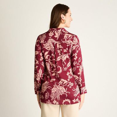 Imagen 2 del producto Blusa Burdeo Estampada Manga Larga
