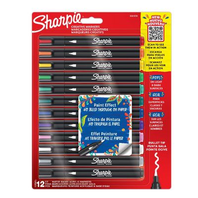 12 Marcadores Sharpie Acrilicos Punta Bala Colores Surtidos