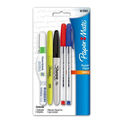 Set 2 Boligrafos, Marcador, Destacador y Corrector