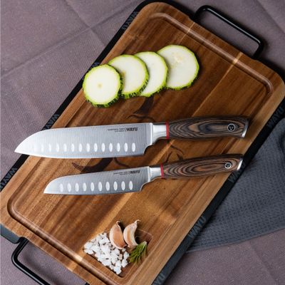 Imagen 2 del producto Set 2 Cuchillos Santoku Ring Red Wayu - Gris