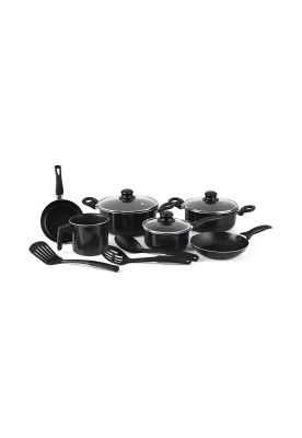Juego Batería Cocina 12 Piezas Recubrimiento Antiadherente Negro