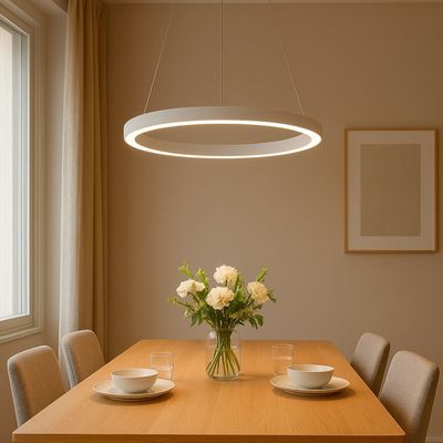 Imagen 2 del producto LAMPARA COLGANTE LED REDONDA 30W LUZ CALIDA ARO Ø50 BLANCA