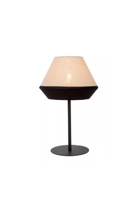 LAMPARA DE MESA KALA LINO TAUPE Ø25-1xE14