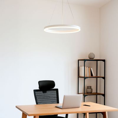 Imagen 2 del producto LAMPARA COLGANTE LED REDONDA 24W LUZ CALIDA ARO Ø40 BLANCA