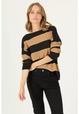 Sweater con lana negro rayas PRIVILEGE 2423