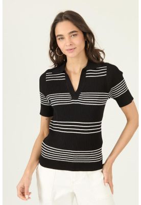 Imagen 2 del producto Polera negra rayas PRIVILEGE 2873