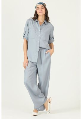 Pantalon de lyocell straight celeste PRIVILEGE 2862