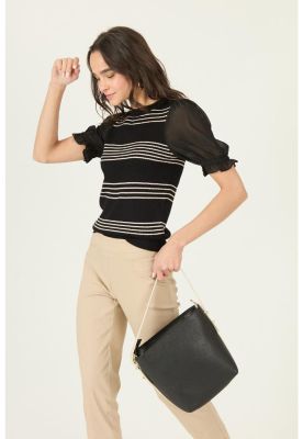 Imagen 2 del producto Polera negra rayas PRIVILEGE 2875