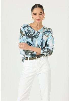 Polera celeste flores PRIVILEGE 2865