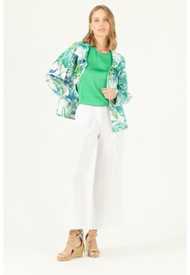 Imagen 2 del producto Chaqueta de lino verde estampada PRIVILEGE 689
