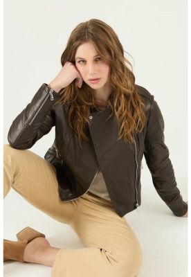 Chaqueta de cuero cafe PRIVILEGE 565