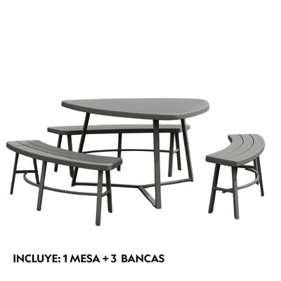 Imagen 2 del producto Juego Comedor Terraza 6 Personas Mesa 119x117cm Beige Northwest