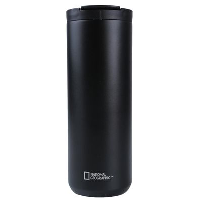 Mug Acero Inoxidable Tapa Flip Antideslizante 500ml Negro
