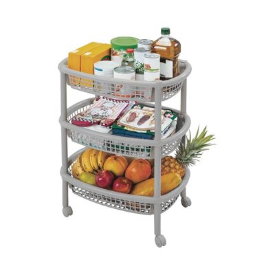 Imagen 2 del producto Carro verdulero plastico Oval Gris 3 canastos Rimax